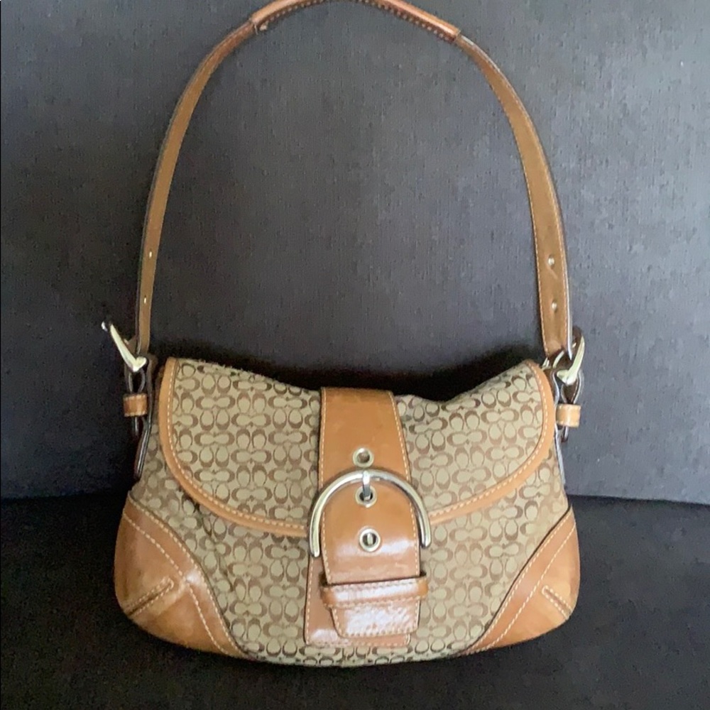 Coach Soho Shoulder Signature Tan Canvas Bag